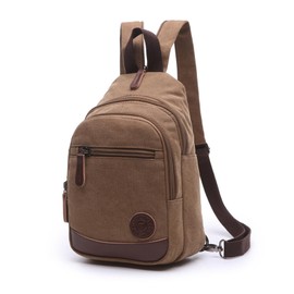 FANDARE Classic Sling Bag Backpack Students Party Outdoor Anti-Theft Large Capacity Shoulder Bag Women/Men Wear-resistant Canvas, brown, Classic