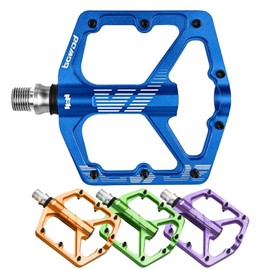 Pedales de MTB planos, pedales de bicicleta de grava planos, pedales de plataforma de aleación de aluminio CNC ligero con 3 rodamientos de husillo Cr-Mo, pedales de bicicleta con agarre con 16