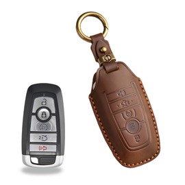 FFCMAN Key Fob Cover Case Compatible With Ford Explorer Fusion Escape Edge Expedition, Premium Leather Case Protector Key Fob Cover Smart Remote Holder (brown)
