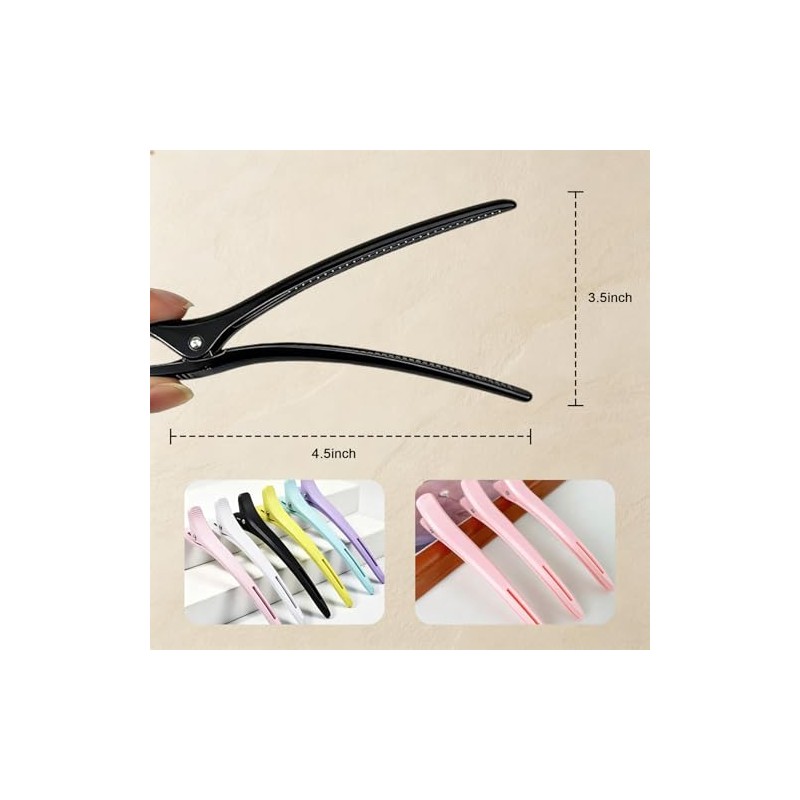 Pinzas de Cocodrilo para el Cabello Profesionales Antideslizantes, 12 Piezas