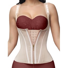 SHAPSHE Waist Trainer for Women, Tummy Control Sports Girdle, Workout Body Shaper with Adjustable Shoulder Strap, TAN M