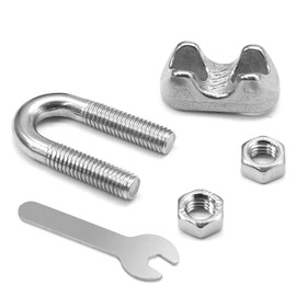 HARSKIYER - Abrazadera de cable M3 de 1/8 pulgadas con llave, abrazaderas de cable de acero inoxidable 304, clips de alambre, abrazadera de tornillo en U