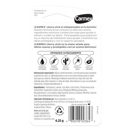 Carmex, Bálsamo Labial Hidratante Classic en Barra sabor Cereza, para Labios Secos y Agrietados, Protege y Suaviza, con Protección Solar FPS 15, 4.25 