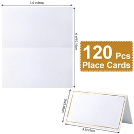120 Pcs Place Cards Blank Fillable Banquet Seat Card with Gold Foil Frame, Place Cards for Table Setting, Escort Cards, Name Cards, Wedding Place Cards for Wedding, Table, Dinner Parties, 2" x 3.5"