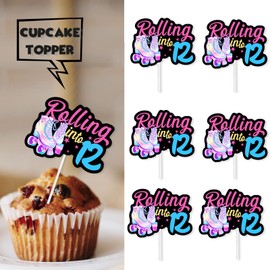 S-Sfen-12Ice Cream Fruit Dessert Cupcake Topper Colorful Glitter Happy Birthday Sensory Pop Game Theme Decor Supplies Baby Shower Boys Girls Birthday Party Decorations