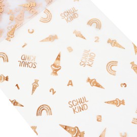 COLOFALLA 450cm x 29cm Einschulung Tischläufer Einschulung Deko Schulkind Tischläufer Schulanfang Tischläufer Junge Mädchen Tischdeko Schulanfang Schuleinführung Deko (Rosegold)