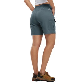 BASUDAM Women's Athletic Shorts Quick Dry Cargo Lightweight Zipper Pockets Summer Outdoor Hiking Running Cool Grey M
