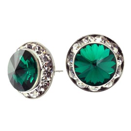 PammyJ Bridal Earrings | 15mm Crystal Round Earrings (Green)