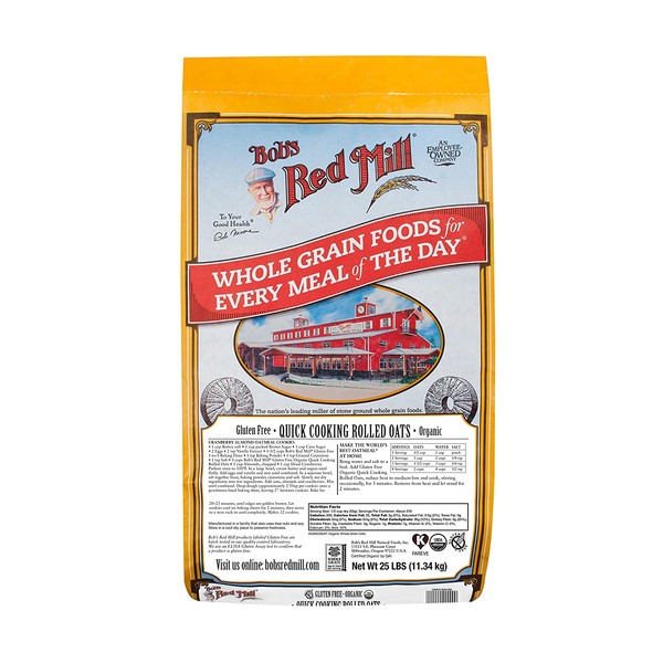Bob's Red Mill Gluten Free Organic Quick Cooking Oats, 25 Pound