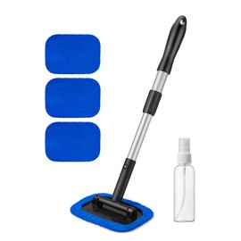 AstroAI AstroAI Windshield Cleaner, Microfiber car Window Cleaner with 4 Reusable and Washable Microfiber Pads and Extendable Handle Auto Inside Glass Wiper Kit Blue