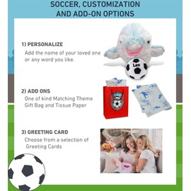 DolliBu Dolphin Hand Puppet Stuffed Animal with Soccer Ball Plush - Soft and Huggable Dolphin Playtime Plush Toy, Cute Ocean Life Gift, Super Soft Stuffed Doll Animal Toy for Kids, Adults - 12 Inches