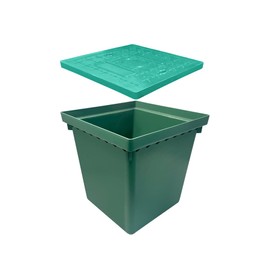 Natotela 16x16x16in Underground Splice Boxes with Fiberglass Solid Cover,In Ground Pull Box Deep Enclosure Distribution Pit Electrical Junction Boxes Drillable Precast Tapered Pit for Cable Wiring