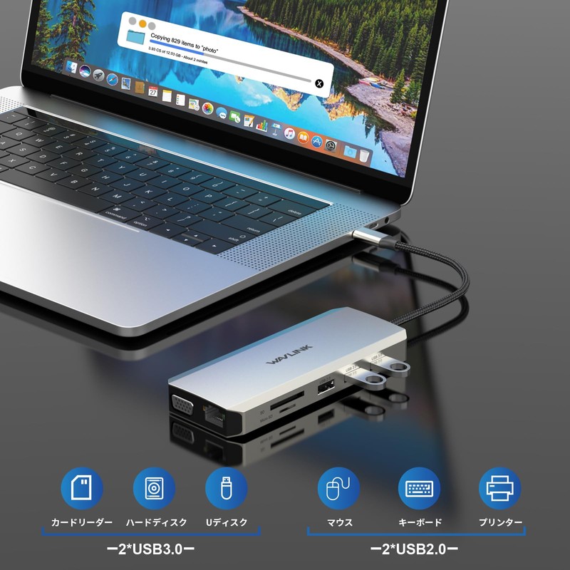WAVLINK USB Type-C Hub HDMI 4K Output 12-in-1 Multifunction Adapter