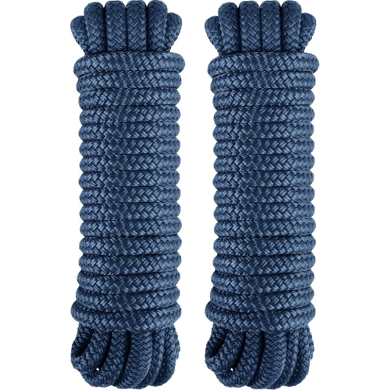 PACTHSD Double Braid 1/2" x 30' Boat Dock Lines (2-Pack)