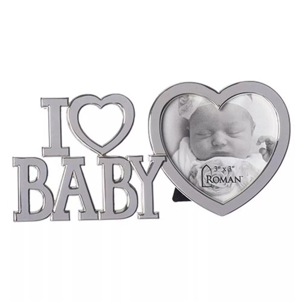 Roman I Heart Baby Cutout Design Polished Silver Tone 7