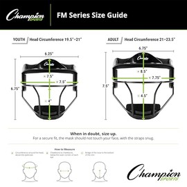 Champion Sports Máscara facial de sóftbol de acero – Máscara de Fielder duradera para jóvenes y adultos, varios colores para práctica y juegos