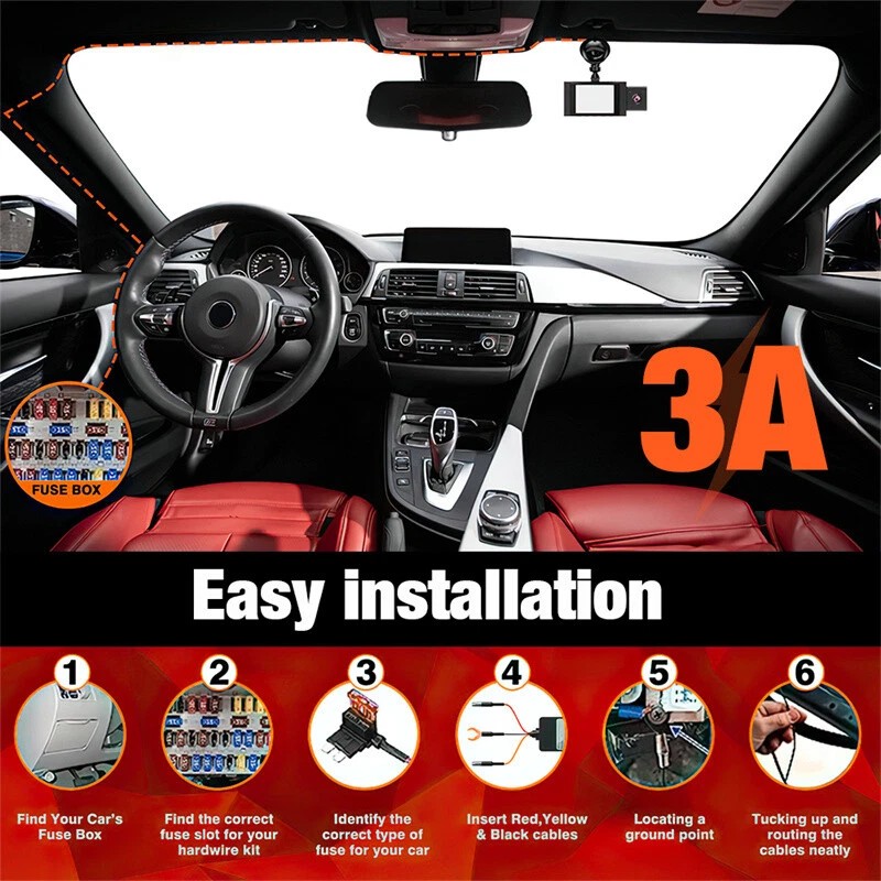 Universal Dash Cam Hardwire Kit Mini/Micro/USB C Hard Wire Cable