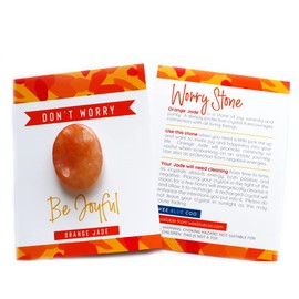 Orange Jade Crystal Worry Thumb Stone Meditation Spiritual Stress Relief Gift Birthday Stocking Filler Healing Energy Reiki Chakra