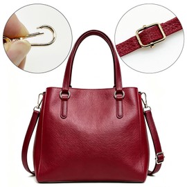 JMZLLRX 2 PCS Replacement PU Leather Bag Handles, Burgundy Adjustable Purse Strap for Handbags Shoulder Bag Crossbody Bag, DIY Purse Making Kit for Handmade Bag