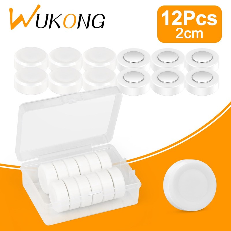 Wukong 12 Pack White Fridge Magnets, Whiteboard Magnets Neodymium Magnets