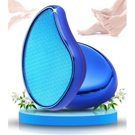Glass Foot File Callus Remover- Heel Scraper & in Shower Foot Scrubber Dead Skin Remover - Pedicure Foot Buffer for Soft Feet, Nano Glass Foot File for Foot Spa, Home Salon (Blue)