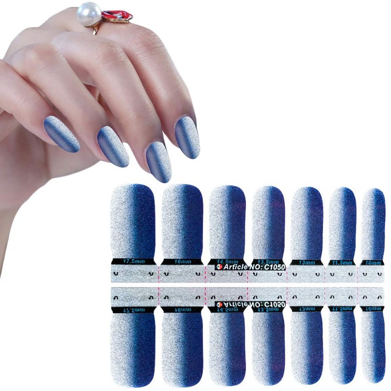 WOKOTO 8 Sheets Glitter Adhesive Nail Art Polish Stickers Tips