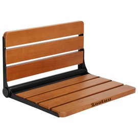 18 inch Premium Folding Teak Shower Seat Wall Mounted - Heavy Duty 400lb Capacity, Foldable Shower Bench for Small Spaces, Elderly, Pregnant & Home Care, Durable Teak Wood Shower Bench