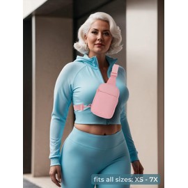 FORZAROCKET Ultralight Sling Bag w/Long Strap 70" – Small Crossbody Bag w/Extended Strap – Women Men Fanny Pack w/Anti-Theft Pocket – Two-Way Durable Zipper – Travel & Plus Size Friendly, Pink