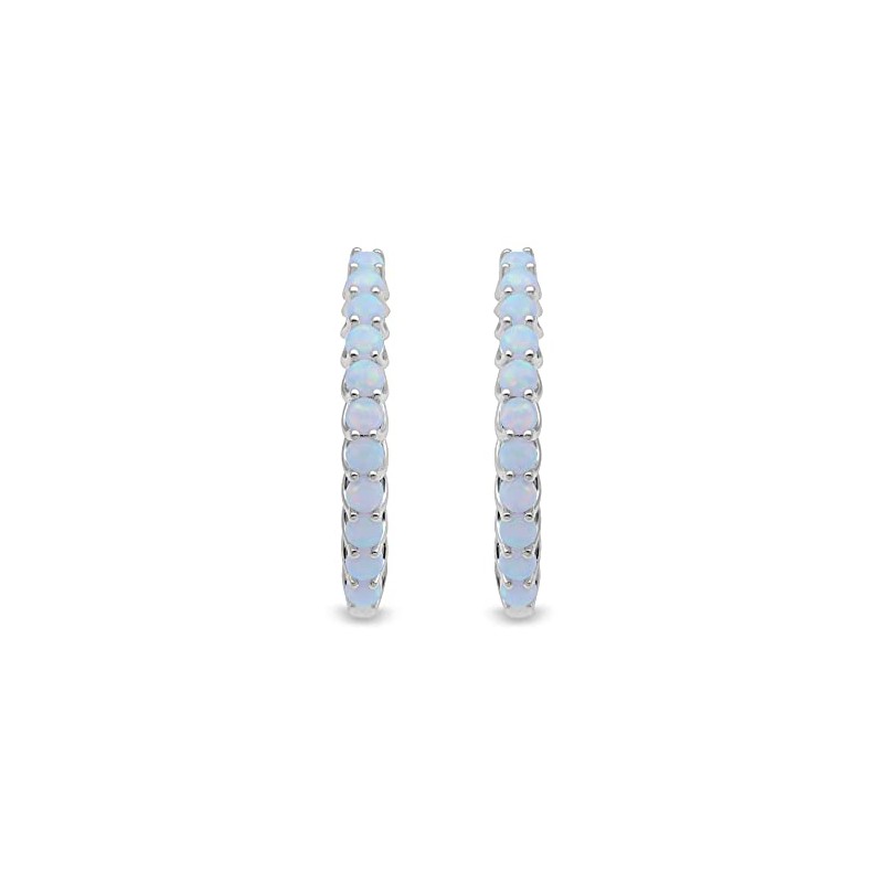 Created Opal Sterling Silver Inside Out Hoop Earrings
