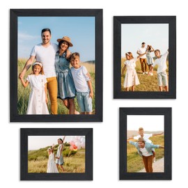 Sheffield Home 4 Piece Gallery Wall Frame Set, 8x10 Inch, 5x7 Inch, and 4x6 Inch, Black