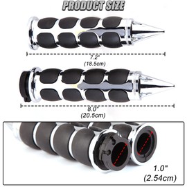 DREAMIZER Universal 1" (25mm) Chrome Spiked Head Motorcycle Hand Grips with Black Non-Slip Rubber Compatible with Harley Sportster Dyna Glide Softail Cruisers Chopper and More