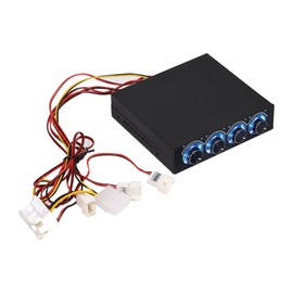 Richer-R Fan Controller, 4-Channel Fan Speed Controller, Fan Control, 3-Pin + 4Pin Connector, Fan Speed, Blue LED PC CPU Fan Controller for Computer Desktop