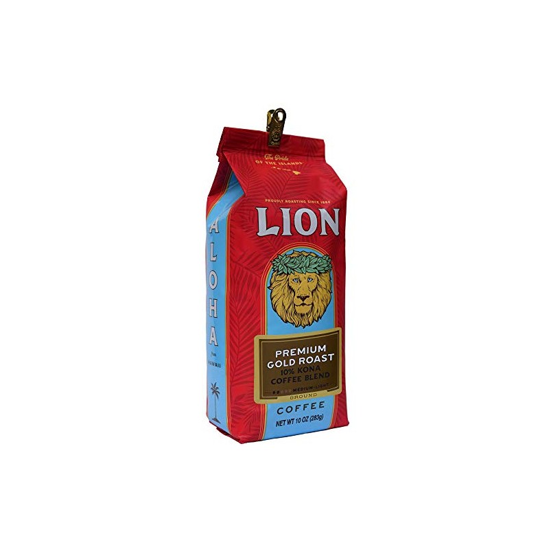 Lion Coffee, Premium Gold Roast, 10% Kona Coffee Blend, Ground,
