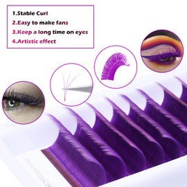 Volume Eyelash Extensions, Pink, 0.07 mm, C Curl Colour Lashes, 8-14 mm, Mixed Tray, Easy Fan Lashes, Russian Volume Eyelash Extensions (Pink 0.07-C, 8-14 mm) (8-14Mix-D, Purple-0.07)
