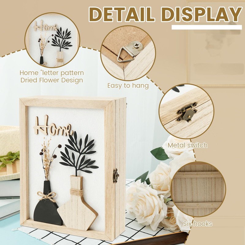 Wooden Key Box, Key Holder Wall Mount Decorative Wooden Key