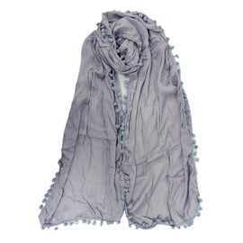 Keys ST05 Women's Stole (3 Colors/Size: 69.9 x 15.7 inches (175 x 40 cm), For All Seasons, Pom Pom-pom Blade, Thin, Medium Thick, Scarf, Cooling Protection, UV Protection, gray
