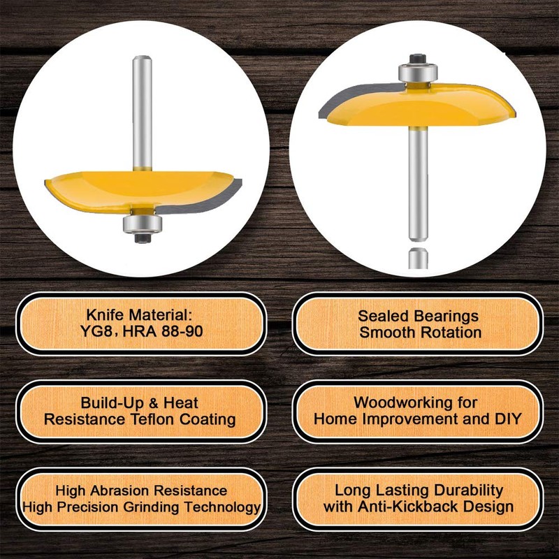 LEATBUY Router Bit Set 3 PCS 1/4 Inch Shank Tongue