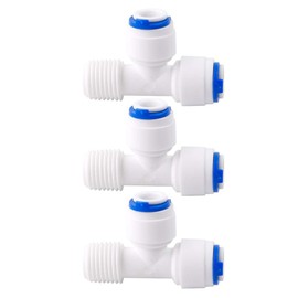 uxcell 1/4 Inch BSP Male to 1/4 Inch OD Tee-type Quick Connect Water Purifiers Tube Fittings Push in to RO Tubing Connector for RO Reverse Osmosis System 3pcs