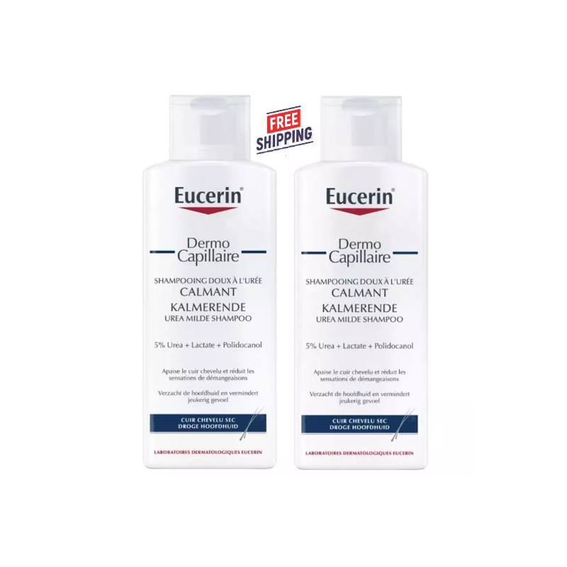 2 PACK Eucerin DermoCapillaire Calming Urea Shampoo 250ml / 8.5oz