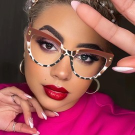 LJCZKA Blue Light Blocking Glasses for Women Cat Eye Eyeglasses Computer Anti Eyestrain Anti Glare Cateye Clear Frame (BrownLeopard)