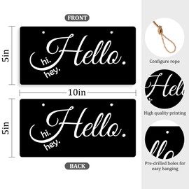 Hello Signs for Front Door Home Decor Hello Hanging Door Sign Hello Sign Wall Decor Hello Welcome Sign for Front Door Office Yard Porch Outdoor Decor Hi Hey Hello Welcome Sign 10x5 Inches