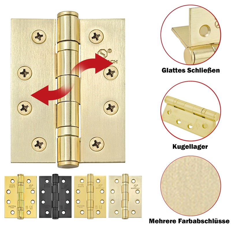Pack of 2 Hinges 100 x 76 mm Folding Ball