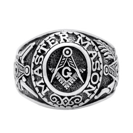 PikaLF Master Masonic Ring for Men, Compass Masonic Ring, Freemason Symbol Freemason Rings, Hip Hop Biker Ring, Religious Amulet Ring, Punk Masonic Jewellery, NO