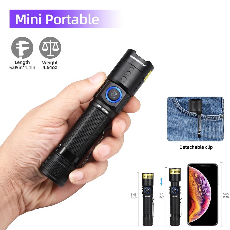 DARKBEAM UV Flashlight Black Light LED 395 NM, Ultraviolet Flashlights,