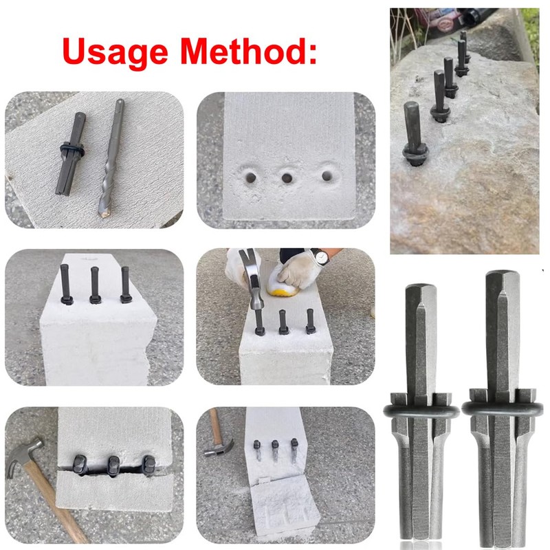 TorSor 2 Pack Rock Splitting Wedges 5/8'' 3/4'' Heavy Duty