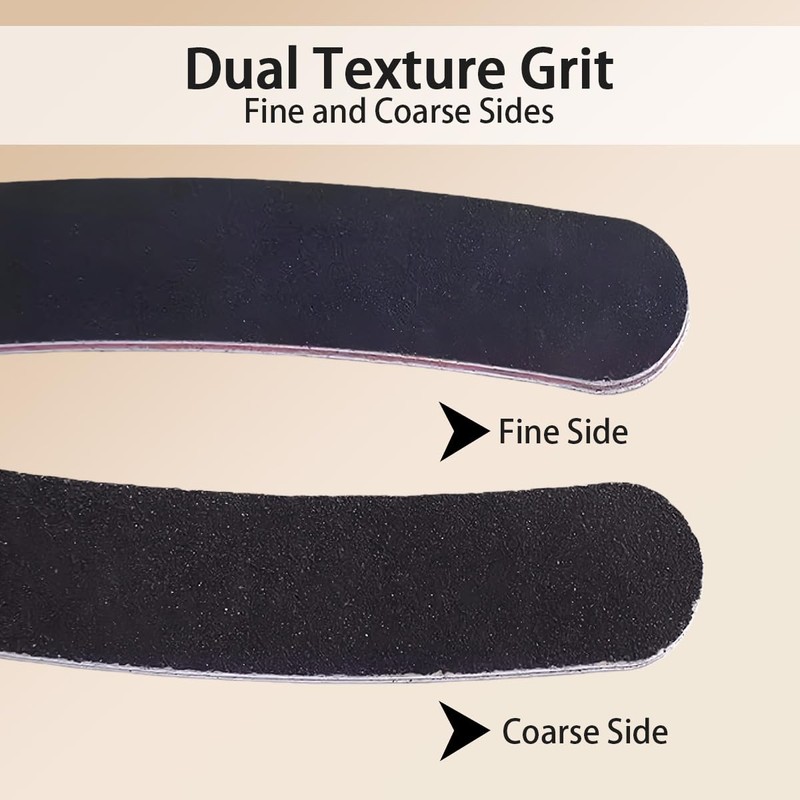 12PCS Black Banana Curved Double Sided Strip Grit Nail File
