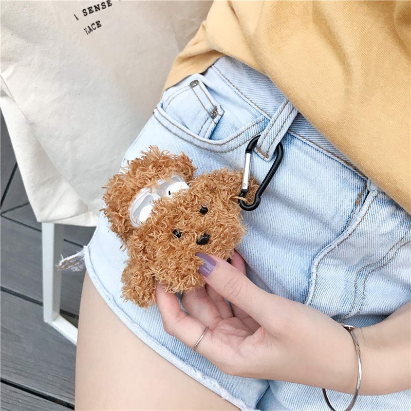 Teddy Dog Airpods Case with Keychain (First and Second Generation)