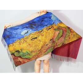 Wander Agio Fashion Painting Scarf for Women Long Shawl Large Warm Scarves Cashmere Feel Retro Evening Dress Shawls Flying Geese 17