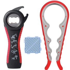 Maxracy Premium All-in-one Bottle Can Lid Twist Gripper Ideal for Seniors Arthritis Suffers and Weak Hands with Free Jar Opener, Red