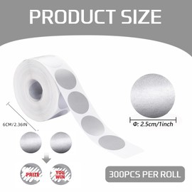 300 Pieces Round Transparent Stickers,2.5cm Diameter Scratch-Off Round Clear Sticky Dots,Suitable for Lottery Tickets,DIY Raffle Card Creating,Games Revea.